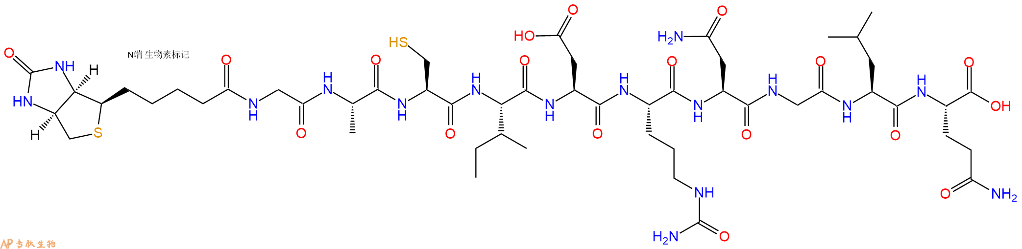 专肽生物产品Biotinyl-Gly-Ala-Cys-Ile-Asp-Cit-Asn-Gly-Leu-Gln-OH