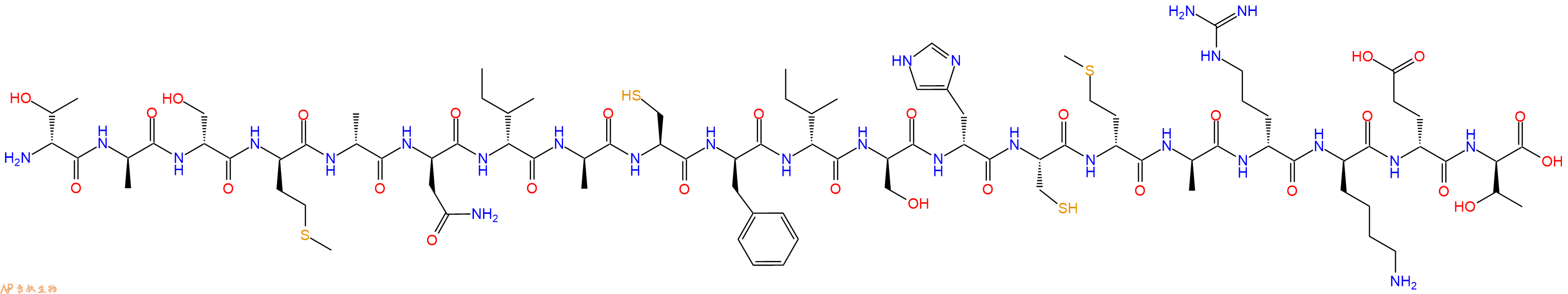专肽生物产品H2N-DThr-DAla-DSer-DMet-DAla-DAsn-DIle-DAla-Cys-DPhe-DIle-DSer-DHis-Cys-DMet-DAla-DArg-DLys-DGlu-DThr-OH