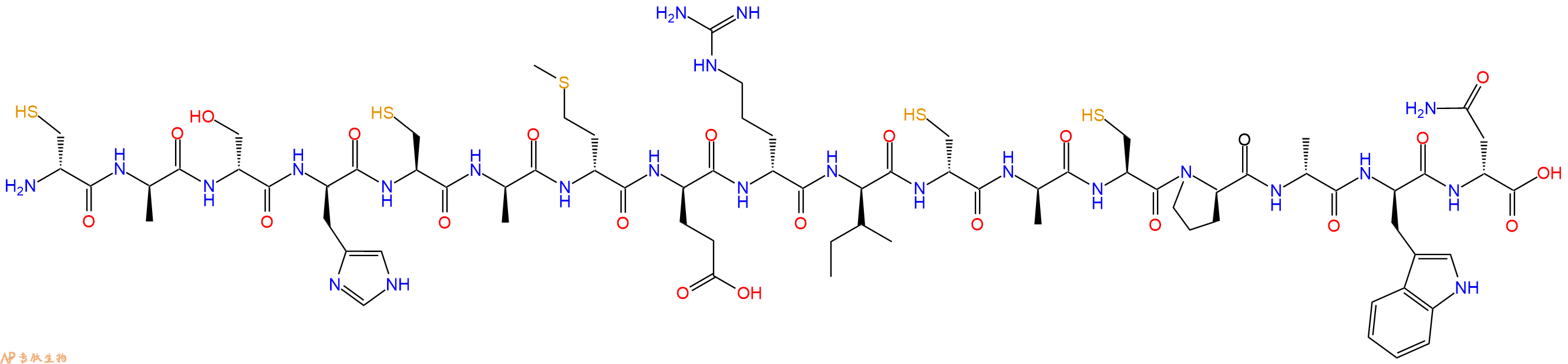 专肽生物产品H2N-DCys-DAla-DSer-DHis-Cys-DAla-DMet-DGlu-DArg-DIle-DCys-DAla-Cys-DPro-DAla-DTrp-DAsn-OH