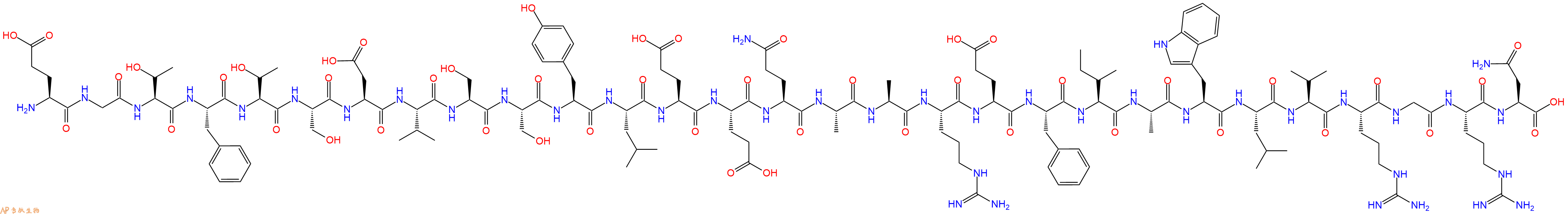 专肽生物产品H2N-Glu-Gly-Thr-Phe-Thr-Ser-Asp-Val-Ser-Ser-Tyr-Leu-Glu-Glu-Gln-Ala-Ala-Arg-Glu-Phe-Ile-Ala-Trp-Leu-Val-Arg-Gly-Arg-Asn-OH