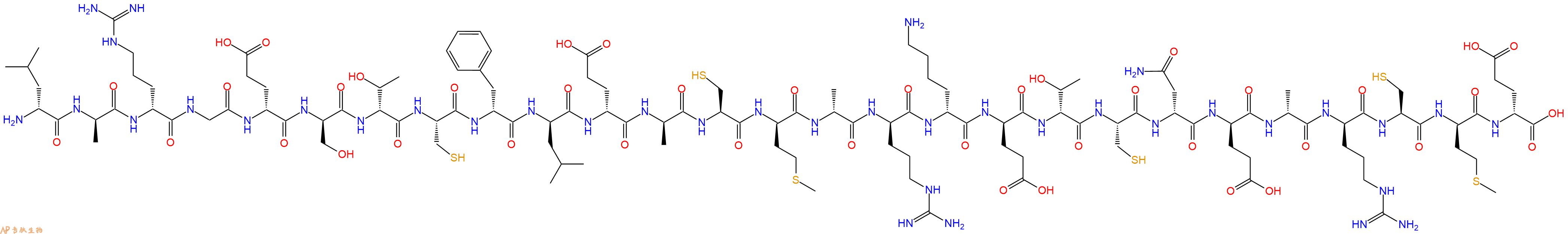 专肽生物产品H2N-DLeu-DAla-DArg-Gly-DGlu-DSer-DThr-Cys-DPhe-DLeu-DGlu-DAla-Cys-DMet-DAla-DArg-DLys-DGlu-DThr-Cys-DAsn-DGlu-DAla-DArg-Cys-DMet-DGlu-OH