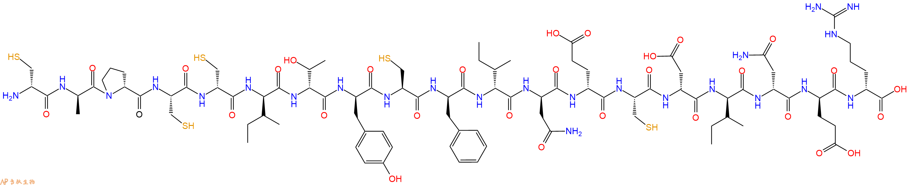 专肽生物产品H2N-DCys-DAla-DPro-Cys-DCys-DIle-DThr-DTyr-Cys-DPhe-DIle-DAsn-DGlu-Cys-DAsp-DIle-DAsn-DGlu-DArg-OH