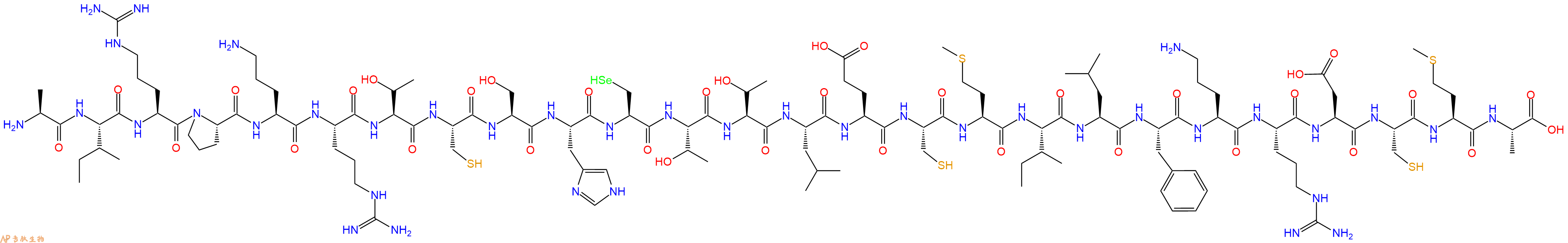 专肽生物产品H2N-Ala-Ile-Arg-Pro-Orn-Arg-Thr-Cys-Ser-His-Sec-Thr-Thr-Leu-Glu-Cys-Met-Ile-Leu-Phe-Orn-Arg-Asp-Cys-Met-Ala-OH