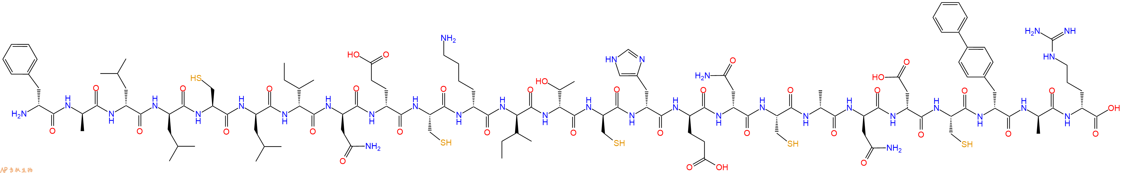 专肽生物产品H2N-DPhe-DAla-DLeu-DLeu-Cys-DLeu-DIle-DAsn-DGlu-Cys-DLys-DIle-DThr-DCys-DHis-DGlu-DAsn-Cys-DAla-DAsn-DAsp-Cys-DBip-DAla-DArg-OH