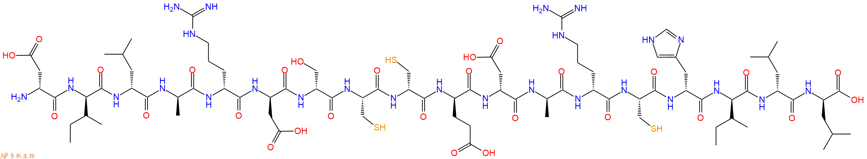 专肽生物产品H2N-DAsp-DIle-DLeu-DAla-DArg-DAsp-DSer-Cys-DCys-DGlu-DAsp-DAla-DArg-Cys-DHis-DIle-DLeu-DLeu-OH