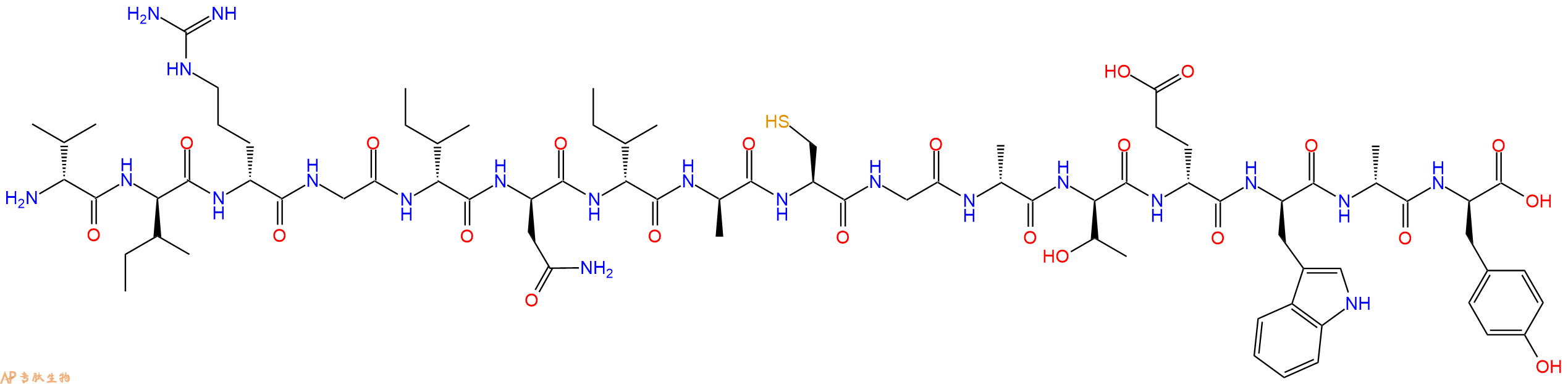 专肽生物产品H2N-DVal-DIle-DArg-Gly-DIle-DAsn-DIle-DAla-Cys-Gly-DAla-DThr-DGlu-DTrp-DAla-DTyr-OH