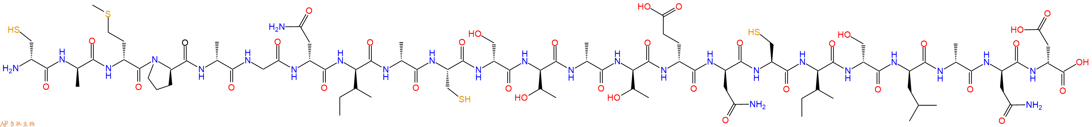专肽生物产品H2N-DCys-DAla-DMet-DPro-DAla-Gly-DAsn-DIle-DAla-Cys-DSer-DThr-DAla-DThr-DGlu-DAsn-Cys-DIle-DSer-DLeu-DAla-DAsn-DAsp-OH