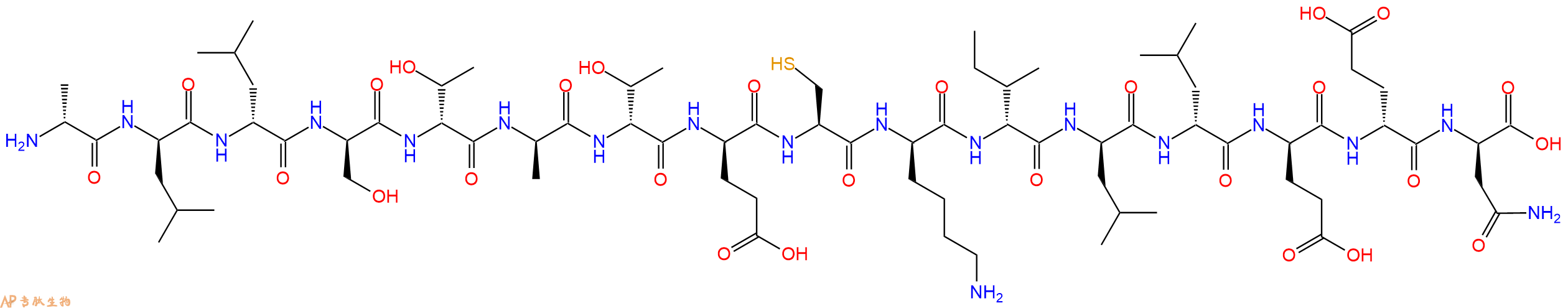 专肽生物产品H2N-DAla-DLeu-DLeu-DSer-DThr-DAla-DThr-DGlu-Cys-DLys-DIle-DLeu-DLeu-DGlu-DGlu-DAsn-OH