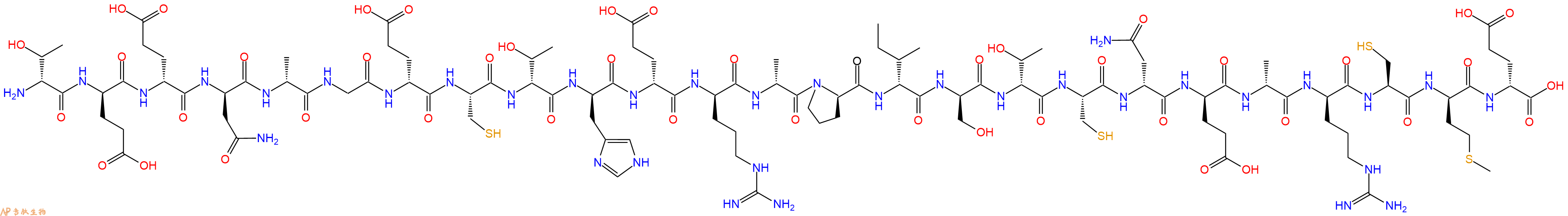 专肽生物产品H2N-DThr-DGlu-DGlu-DAsn-DAla-Gly-DGlu-Cys-DThr-DHis-DGlu-DArg-DAla-DPro-DIle-DSer-DThr-Cys-DAsn-DGlu-DAla-DArg-Cys-DMet-DGlu-OH