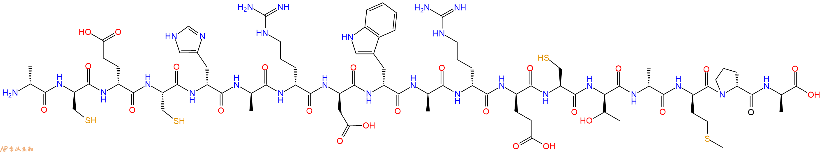 专肽生物产品H2N-DAla-DCys-DGlu-Cys-DHis-DAla-DArg-DAsp-DTrp-DAla-DArg-DGlu-Cys-DThr-DAla-DMet-DPro-DAla-OH
