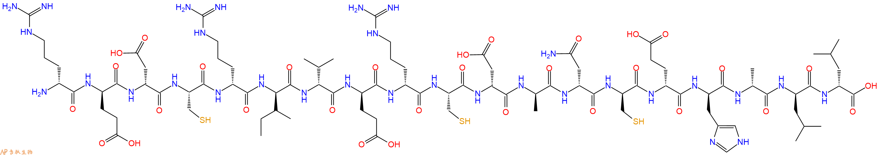 专肽生物产品H2N-DArg-DGlu-DAsp-Cys-DArg-DIle-DVal-DGlu-DArg-Cys-DAsp-DAla-DAsn-DCys-DGlu-DHis-DAla-DLeu-DLeu-OH