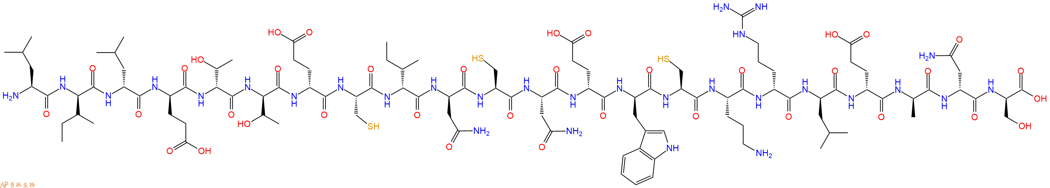 专肽生物产品H2N-Leu-DIle-DLeu-DGlu-DThr-DThr-DGlu-Cys-DIle-DAsn-Cys-Asn-DGlu-DTrp-Cys-Orn-DArg-DLeu-DGlu-DAla-DAsn-DSer-OH