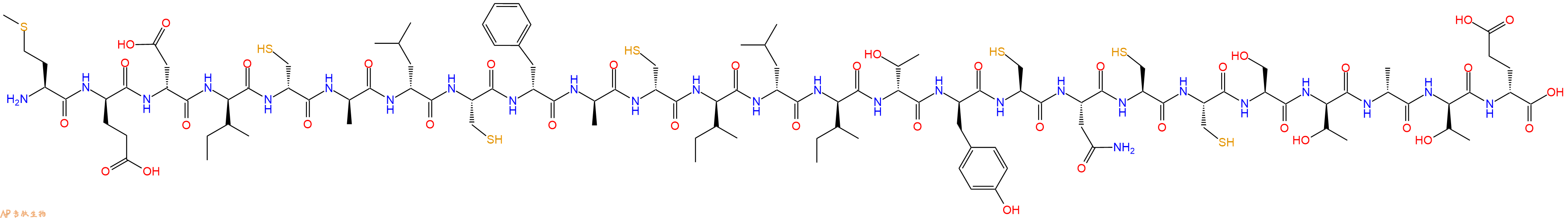 专肽生物产品H2N-Met-DGlu-DAsp-DIle-DCys-DAla-DLeu-Cys-DPhe-DAla-DCys-DIle-DLeu-DIle-DThr-DTyr-Cys-Asn-Cys-Cys-Ser-DThr-DAla-DThr-DGlu-OH