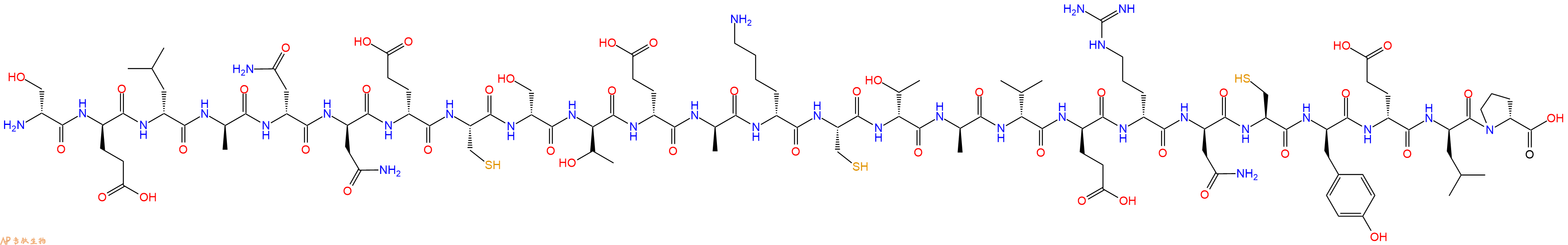 专肽生物产品H2N-DSer-DGlu-DLeu-DAla-DAsn-DAsn-DGlu-Cys-DSer-DThr-DGlu-DAla-DLys-Cys-DThr-DAla-DVal-DGlu-DArg-DAsn-Cys-DTyr-DGlu-DLeu-DPro-OH