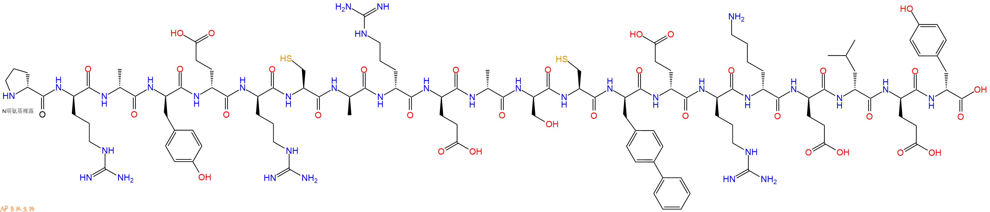 专肽生物产品H2N-DPro-DArg-DAla-DTyr-DGlu-DArg-Cys-DAla-DArg-DGlu-DAla-DSer-Cys-DBip-DGlu-DArg-DLys-DGlu-DLeu-DGlu-DTyr-OH