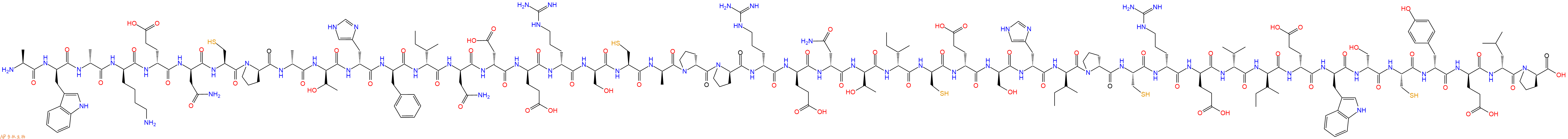 专肽生物产品H2N-Ala-DTrp-DAla-DLys-DGlu-DAsn-Cys-DPro-DAla-DThr-DHis-DPhe-DIle-DAsn-DAsp-DGlu-DArg-DSer-Cys-DAla-DPro-DPro-DArg-DGlu-DAsn-DThr-DIle-DCys-DGlu-DSer-DHis-DIle-DPro-Cys-DArg-DGlu-DVal-DIle-DGlu-DTrp-DSer-Cys-DTyr-DGlu-DLeu-DPro-OH