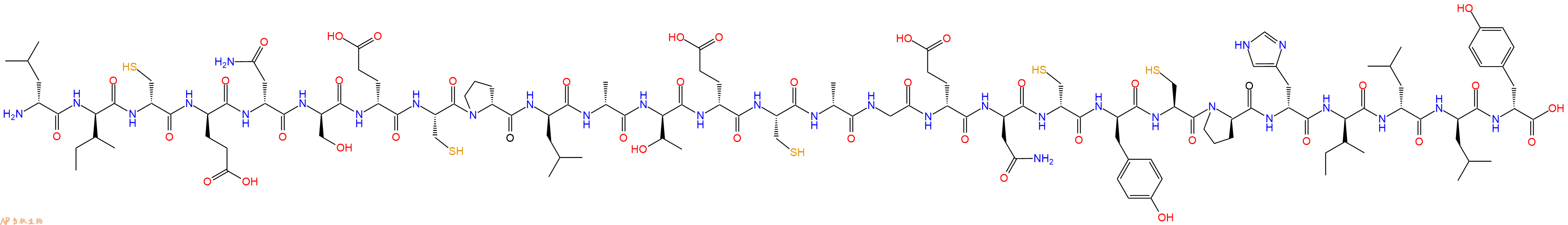专肽生物产品H2N-DLeu-DIle-DCys-DGlu-DAsn-DSer-DGlu-Cys-DPro-DLeu-DAla-DThr-DGlu-Cys-DAla-Gly-DGlu-DAsn-DCys-DTyr-Cys-DPro-DHis-DIle-DLeu-DLeu-DTyr-OH