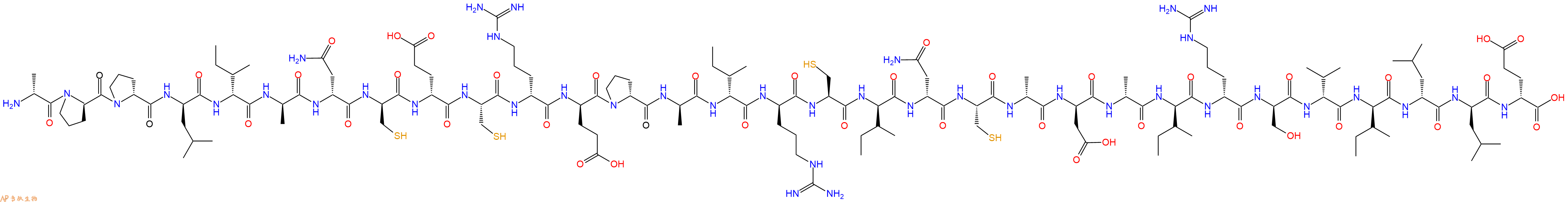 专肽生物产品H2N-DAla-DPro-DPro-DLeu-DIle-DAla-DAsn-DCys-DGlu-Cys-DArg-DGlu-DPro-DAla-DIle-DArg-Cys-DIle-DAsn-Cys-DAla-DAsp-DAla-DIle-DArg-DSer-DVal-DIle-DLeu-DLeu-DGlu-OH