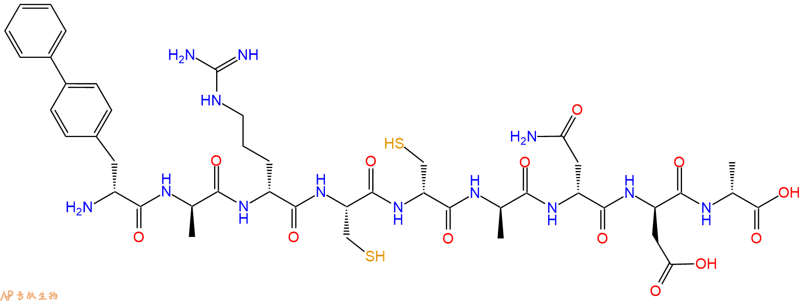 专肽生物产品H2N-DBip-DAla-DArg-Cys-DCys-DAla-DAsn-DAsp-DAla-OH