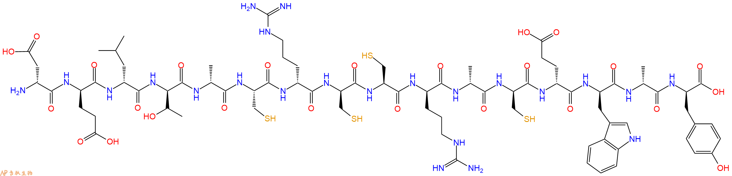 专肽生物产品H2N-DAsp-DGlu-DLeu-DThr-DAla-Cys-DArg-DCys-Cys-DArg-DAla-DCys-DGlu-DTrp-DAla-DTyr-OH