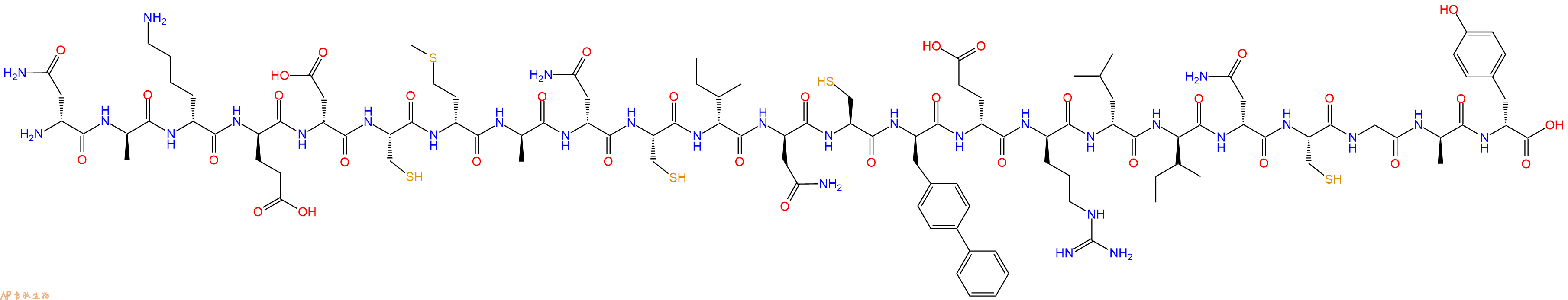 专肽生物产品H2N-DAsn-DAla-DLys-DGlu-DAsp-Cys-DMet-DAla-DAsn-Cys-DIle-DAsn-Cys-DBip-DGlu-DArg-DLeu-DIle-DAsn-Cys-Gly-DAla-DTyr-OH