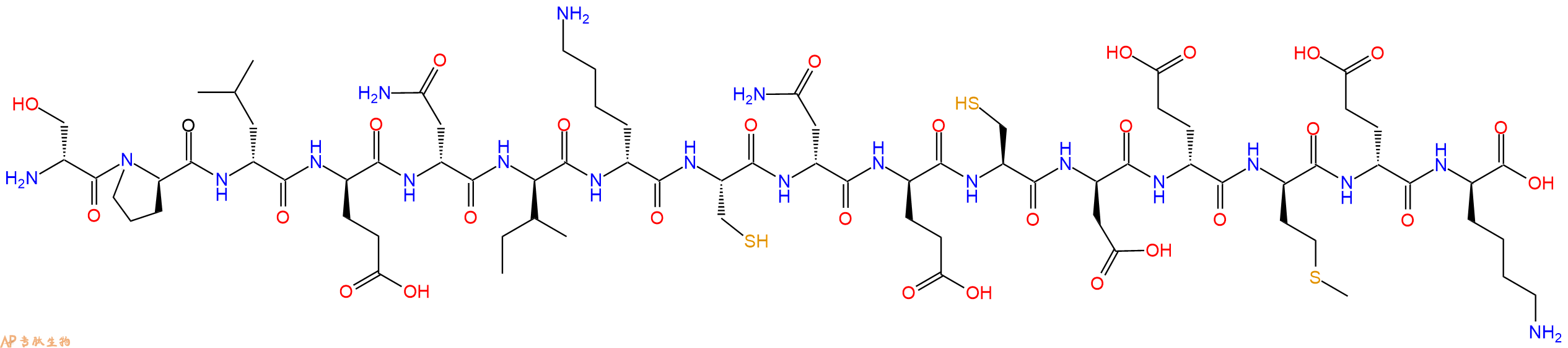 专肽生物产品H2N-DSer-DPro-DLeu-DGlu-DAsn-DIle-DLys-Cys-DAsn-DGlu-Cys-DAsp-DGlu-DMet-DGlu-DLys-OH
