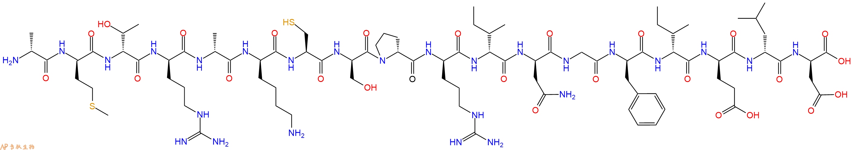 专肽生物产品H2N-DAla-DMet-DThr-DArg-DAla-DLys-Cys-DSer-DPro-DArg-DIle-DAsn-Gly-DPhe-DIle-DGlu-DLeu-DAsp-OH