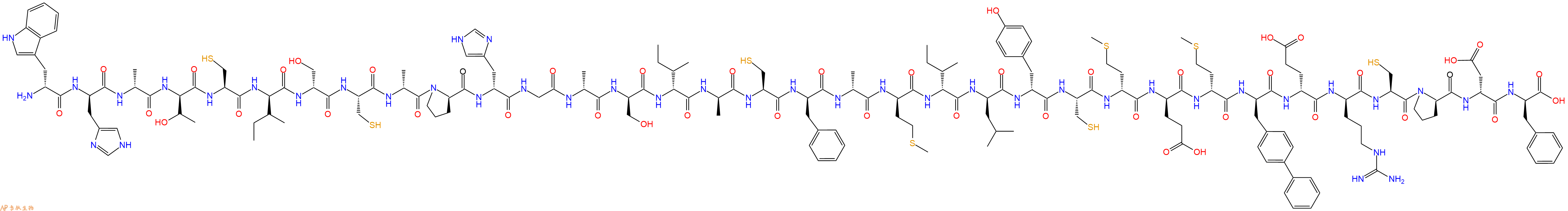 专肽生物产品H2N-DTrp-DHis-DAla-DThr-Cys-DIle-DSer-Cys-DAla-DPro-DHis-Gly-DAla-DSer-DIle-DAla-Cys-DPhe-DAla-DMet-DIle-DLeu-DTyr-Cys-DMet-DGlu-DMet-DBip-DGlu-DArg-Cys-DPro-DAsp-DPhe-OH