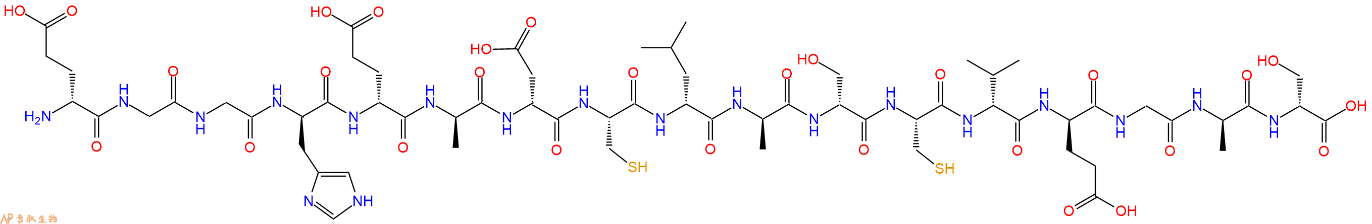专肽生物产品H2N-DGlu-Gly-Gly-DHis-DGlu-DAla-DAsp-Cys-DLeu-DAla-DSer-Cys-DVal-DGlu-Gly-DAla-DSer-OH