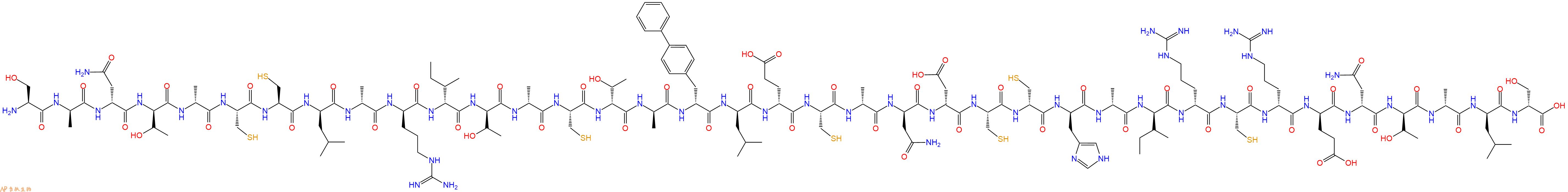 专肽生物产品H2N-Ser-DAla-DAsn-DThr-DAla-Cys-Cys-DLeu-DAla-DArg-DIle-DThr-DAla-Cys-DThr-DAla-DBip-DLeu-DGlu-Cys-DAla-DAsn-DAsp-Cys-DCys-DHis-DAla-DIle-DArg-Cys-DArg-DGlu-DAsn-DThr-DAla-DLeu-DSer-OH
