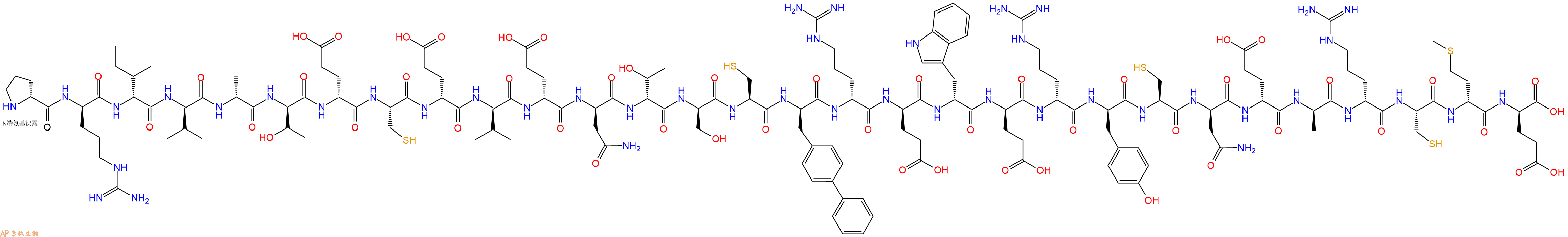 专肽生物产品H2N-DPro-DArg-DIle-DVal-DAla-DThr-DGlu-Cys-DGlu-DVal-DGlu-DAsn-DThr-DSer-Cys-DBip-DArg-DGlu-DTrp-DGlu-DArg-DTyr-Cys-DAsn-DGlu-DAla-DArg-Cys-DMet-DGlu-OH