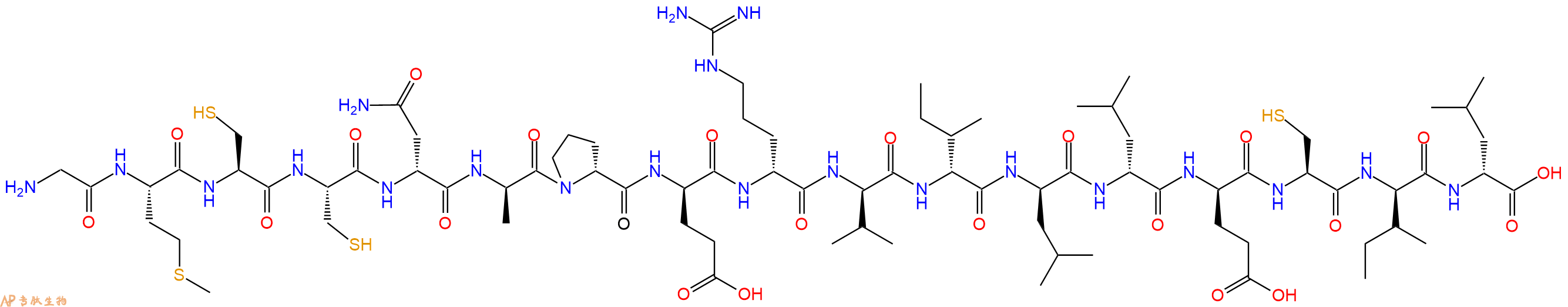 专肽生物产品H2N-Gly-Met-Cys-Cys-DAsn-DAla-DPro-DGlu-DArg-DVal-DIle-DLeu-DLeu-DGlu-Cys-DIle-DLeu-OH