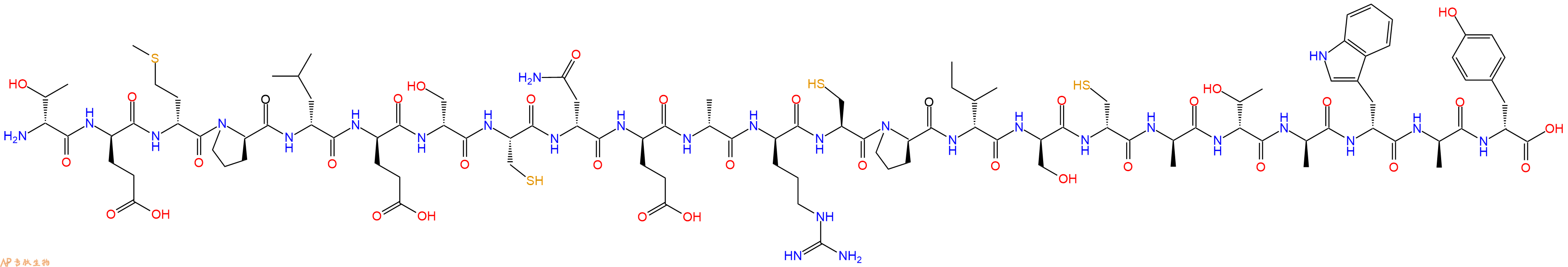 专肽生物产品H2N-DThr-DGlu-DMet-DPro-DLeu-DGlu-DSer-Cys-DAsn-DGlu-DAla-DArg-Cys-DPro-DIle-DSer-DCys-DAla-DThr-DAla-DTrp-DAla-DTyr-OH