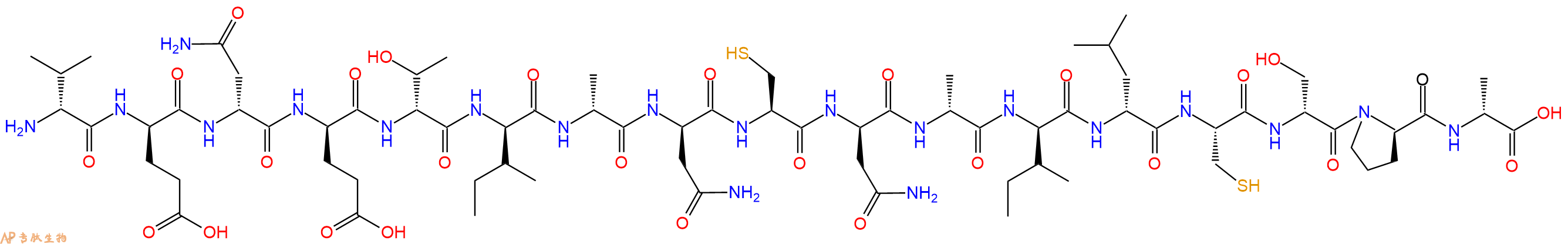专肽生物产品H2N-DVal-DGlu-DAsn-DGlu-DThr-DIle-DAla-DAsn-Cys-DAsn-DAla-DIle-DLeu-Cys-DSer-DPro-DAla-OH