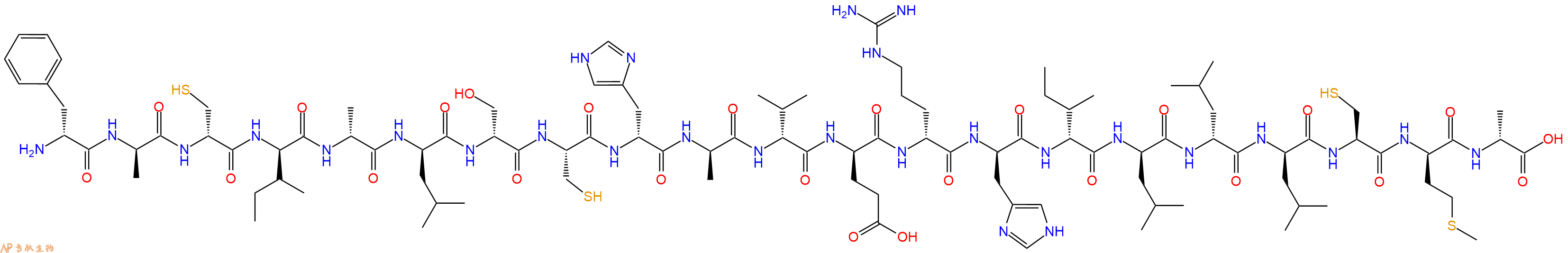 专肽生物产品H2N-DPhe-DAla-DCys-DIle-DAla-DLeu-DSer-Cys-DHis-DAla-DVal-DGlu-DArg-DHis-DIle-DLeu-DLeu-DLeu-Cys-DMet-DAla-OH