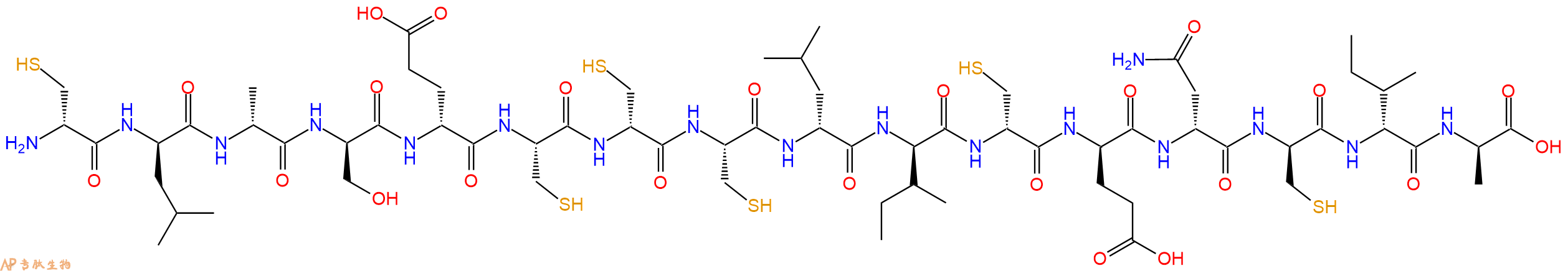 专肽生物产品H2N-DCys-DLeu-DAla-DSer-DGlu-Cys-DCys-Cys-DLeu-DIle-DCys-DGlu-DAsn-DCys-DIle-DAla-OH