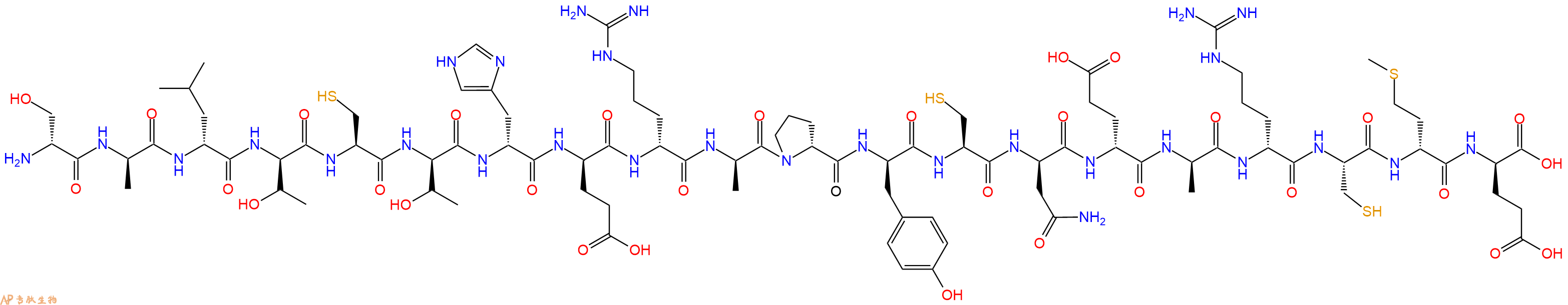专肽生物产品H2N-DSer-DAla-DLeu-DThr-Cys-DThr-DHis-DGlu-DArg-DAla-DPro-DTyr-Cys-DAsn-DGlu-DAla-DArg-Cys-DMet-DGlu-OH