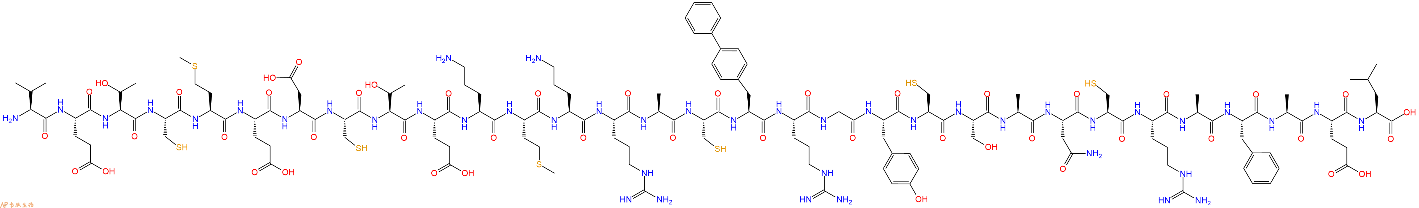 专肽生物产品H2N-Val-Glu-Thr-Cys-Met-Glu-Asp-Cys-Thr-Glu-Orn-Met-Orn-Arg-Ala-Cys-Bip-Arg-Gly-Tyr-Cys-Ser-Ala-Asn-Cys-Arg-Ala-Phe-Ala-Glu-Leu-OH