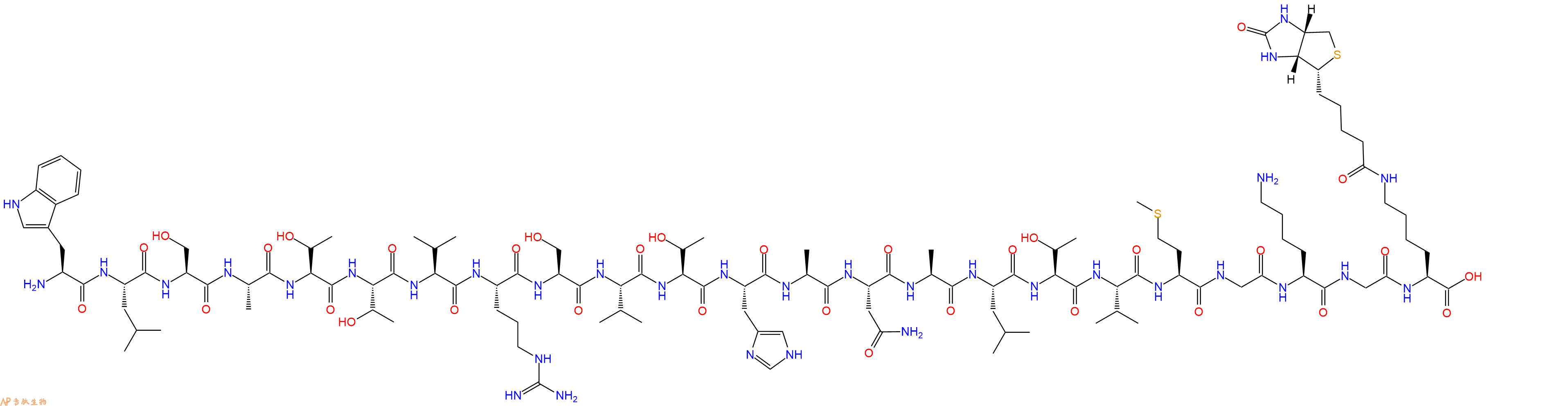 专肽生物产品H2N-Trp-Leu-Ser-Ala-Thr-Thr-Val-Arg-Ser-Val-Thr-His-Ala-Asn-Ala-Leu-Thr-Val-Met-Gly-Lys-Gly-Lys(Biotin)-OH