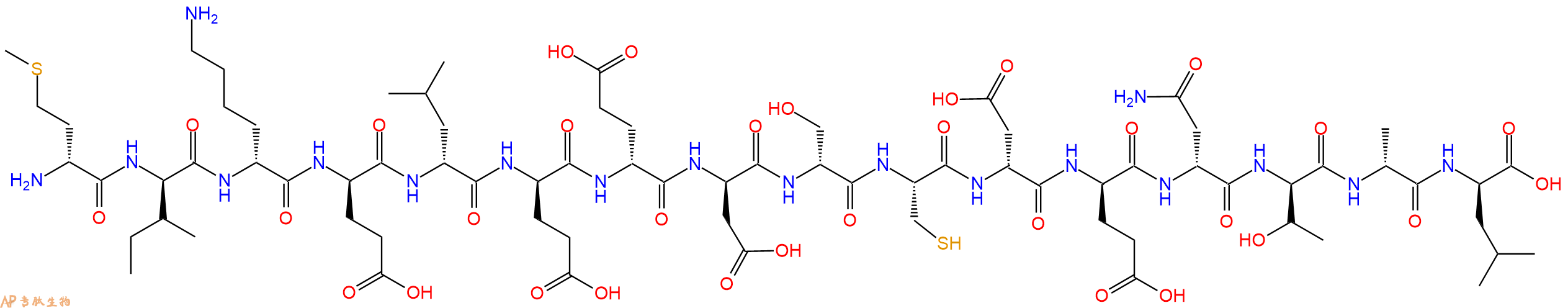 专肽生物产品H2N-DMet-DIle-DLys-DGlu-DLeu-DGlu-DGlu-DAsp-DSer-Cys-DAsp-DGlu-DAsn-DThr-DAla-DLeu-OH