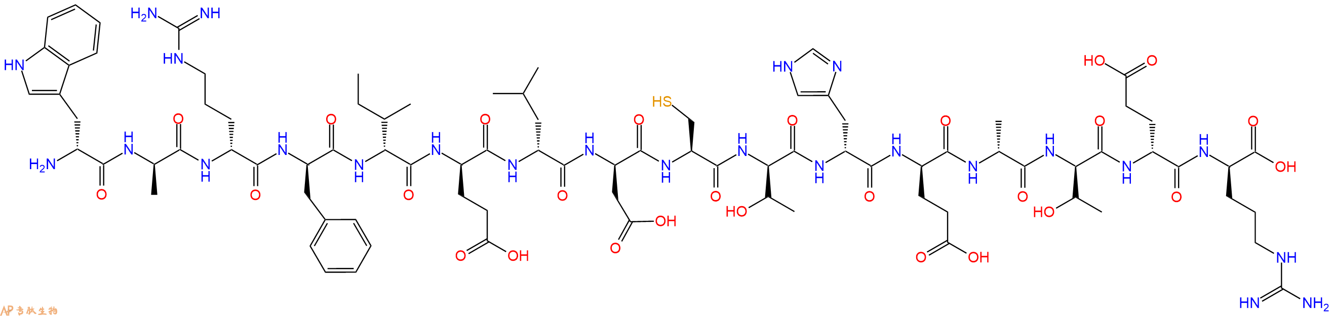 专肽生物产品H2N-DTrp-DAla-DArg-DPhe-DIle-DGlu-DLeu-DAsp-Cys-DThr-DHis-DGlu-DAla-DThr-DGlu-DArg-OH