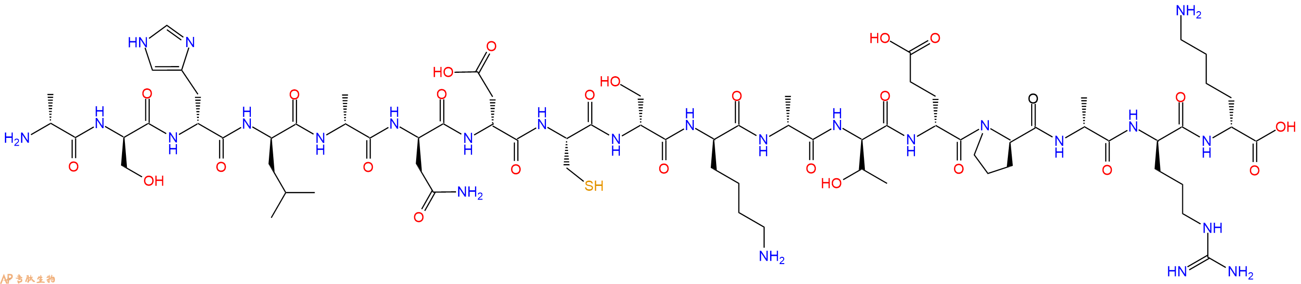 专肽生物产品H2N-DAla-DSer-DHis-DLeu-DAla-DAsn-DAsp-Cys-DSer-DLys-DAla-DThr-DGlu-DPro-DAla-DArg-DLys-OH