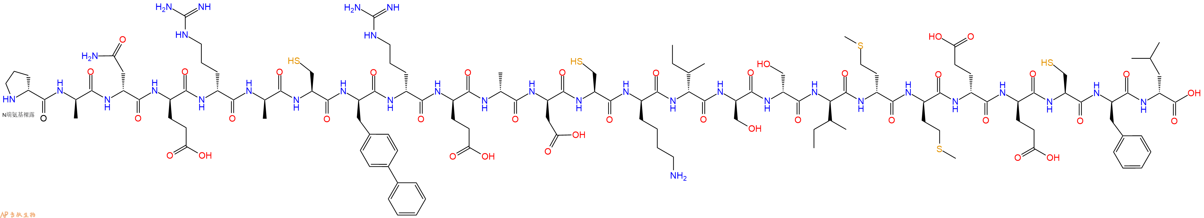 专肽生物产品H2N-DPro-DAla-DAsn-DGlu-DArg-DAla-Cys-DBip-DArg-DGlu-DAla-DAsp-Cys-DLys-DIle-DSer-DSer-DIle-DMet-DMet-DGlu-DGlu-Cys-DPhe-DLeu-OH