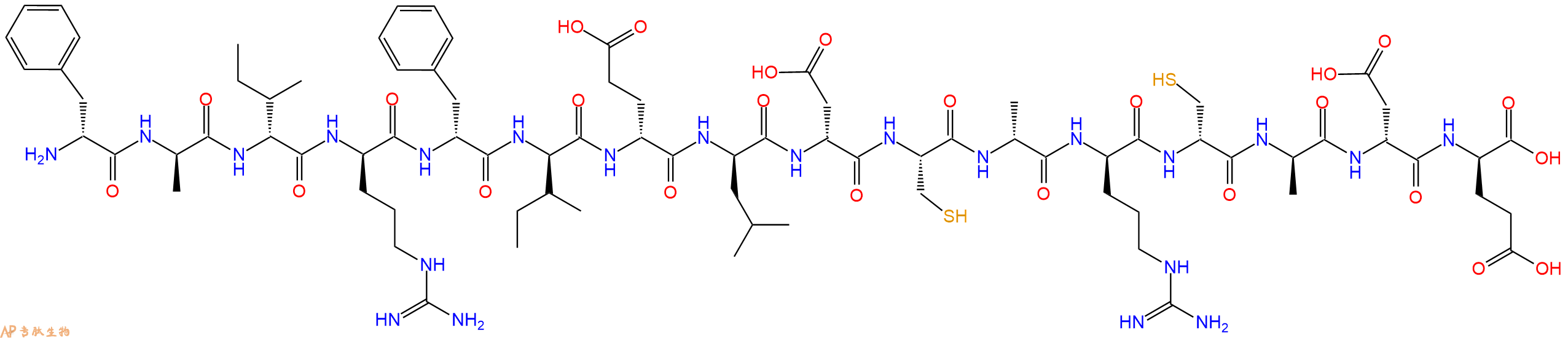 专肽生物产品H2N-DPhe-DAla-DIle-DArg-DPhe-DIle-DGlu-DLeu-DAsp-Cys-DAla-DArg-DCys-DAla-DAsp-DGlu-OH