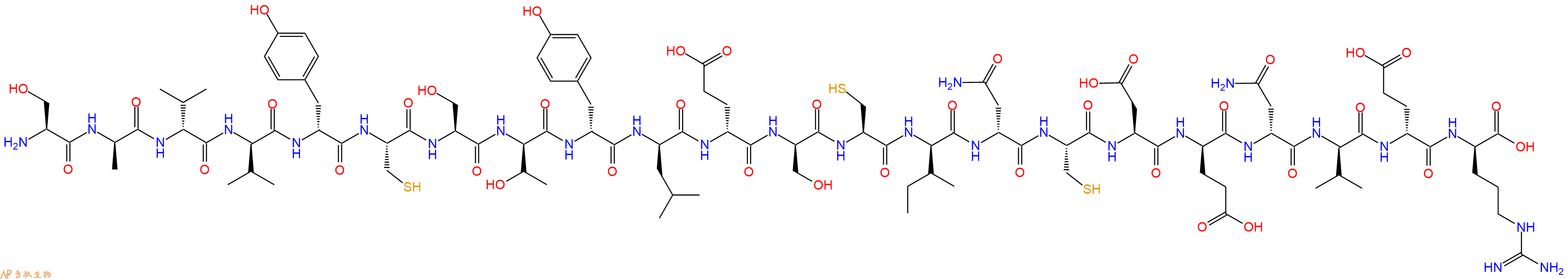 专肽生物产品H2N-Ser-DAla-DVal-DVal-DTyr-Cys-Ser-DThr-DTyr-DLeu-DGlu-DSer-Cys-DIle-DAsn-Cys-Asp-DGlu-DAsn-DVal-DGlu-DArg-OH