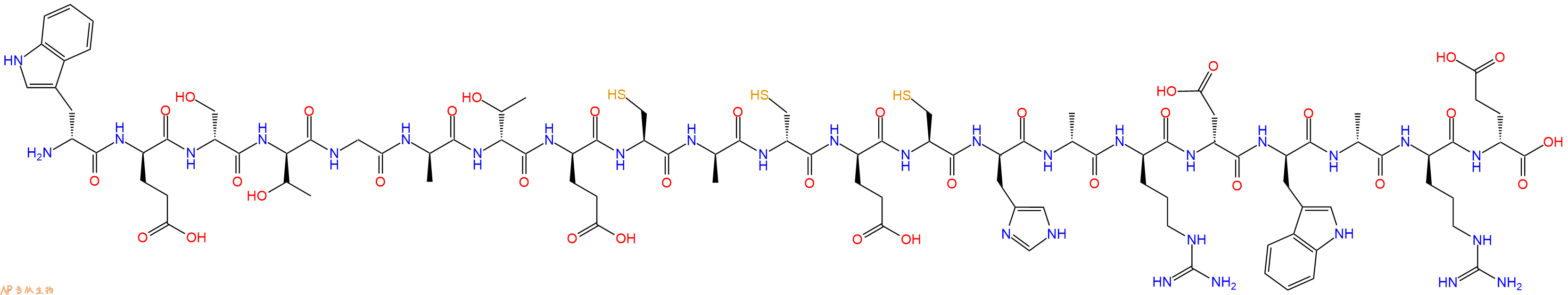 专肽生物产品H2N-DTrp-DGlu-DSer-DThr-Gly-DAla-DThr-DGlu-Cys-DAla-DCys-DGlu-Cys-DHis-DAla-DArg-DAsp-DTrp-DAla-DArg-DGlu-OH