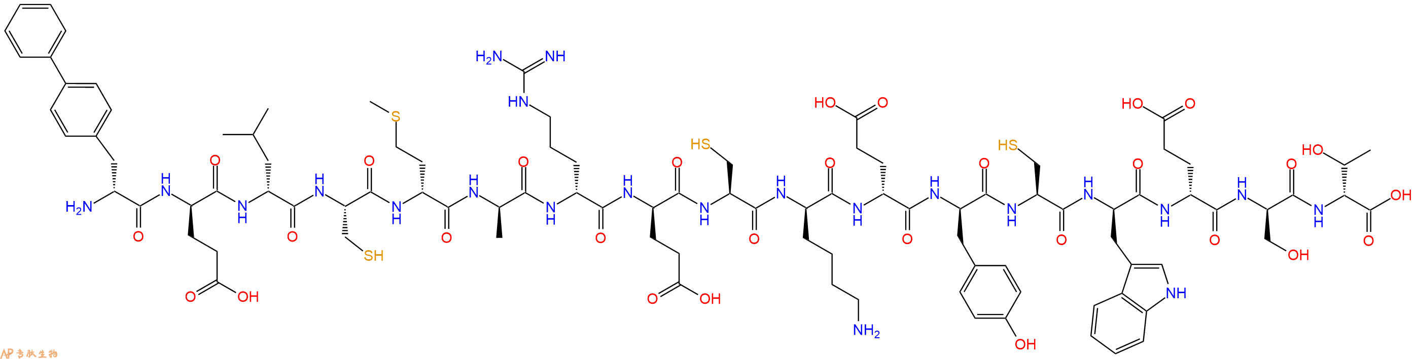 专肽生物产品H2N-DBip-DGlu-DLeu-Cys-DMet-DAla-DArg-DGlu-Cys-DLys-DGlu-DTyr-Cys-DTrp-DGlu-DSer-DThr-OH