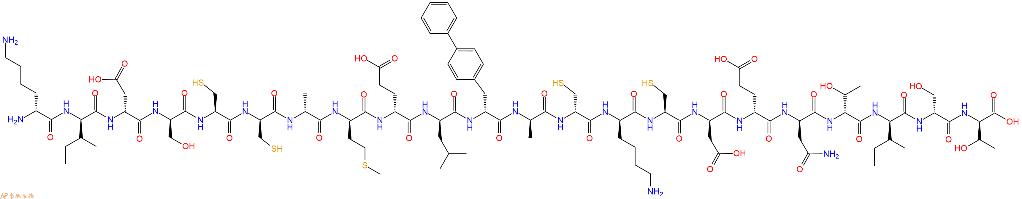 专肽生物产品H2N-DLys-DIle-DAsp-DSer-Cys-DCys-DAla-DMet-DGlu-DLeu-DBip-DAla-DCys-DLys-Cys-DAsp-DGlu-DAsn-DThr-DIle-DSer-DThr-OH