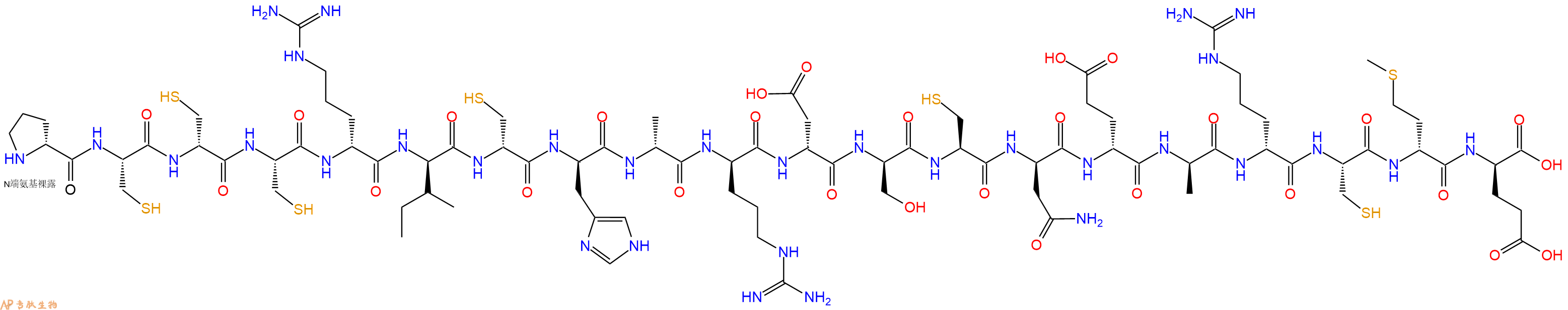 专肽生物产品H2N-DPro-Cys-DCys-Cys-DArg-DIle-DCys-DHis-DAla-DArg-DAsp-DSer-Cys-DAsn-DGlu-DAla-DArg-Cys-DMet-DGlu-OH