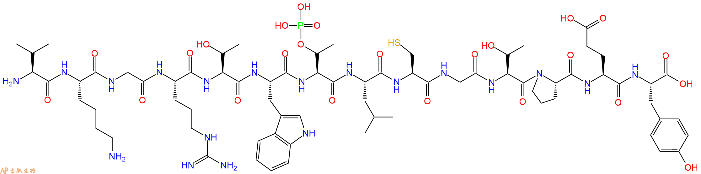 专肽生物产品H2N-Val-Lys-Gly-Arg-Thr-Trp-pThr-Leu-Cys-Gly-Thr-Pro-Glu-Tyr-OH